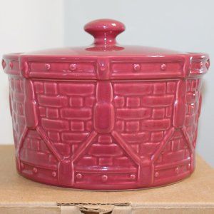Longaberger Woven Drum Crock Covered Dish Paprika